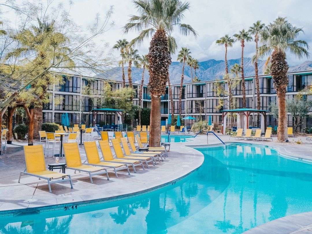 The pools during our former stay at Margaritaville Resort Palm Springs