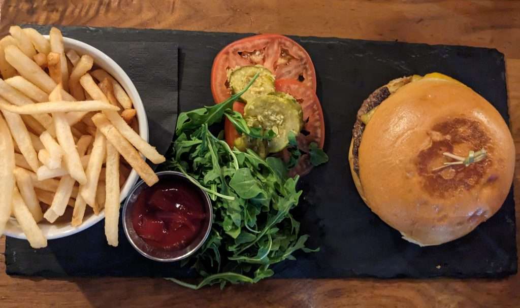 The burger at Grand Central in Palm Springs, one of the best kid-friendly restaurants in Palm Springs