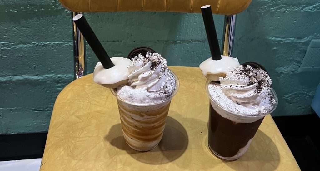 The Oreo caramel and Oreo mint shakes at Great Shakes in Palm Springs - One of the best kid-friendly desserts & treats for families in Palm Springs